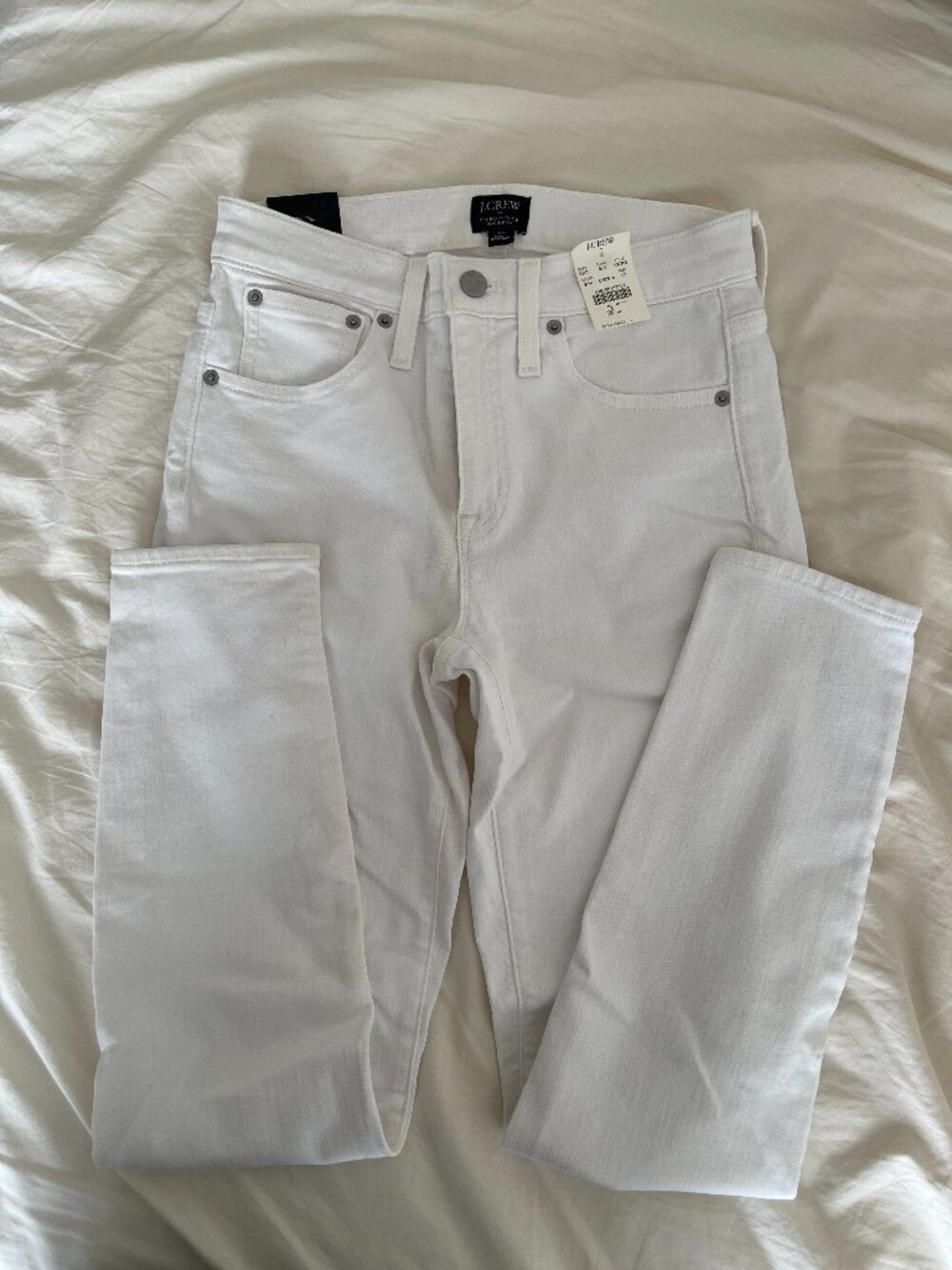 Jcrew 9" High Rise Skinny Jean in Signature Stretch - White Size 27 - Picture 2 of 7